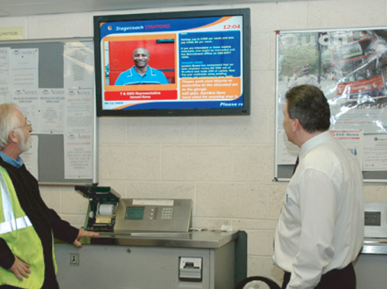 Transport Screen showing internal bus station communications